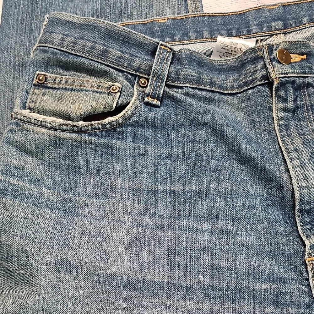 Carhartt 40x32 Blue Straight-Leg Jeans with Classic Fading